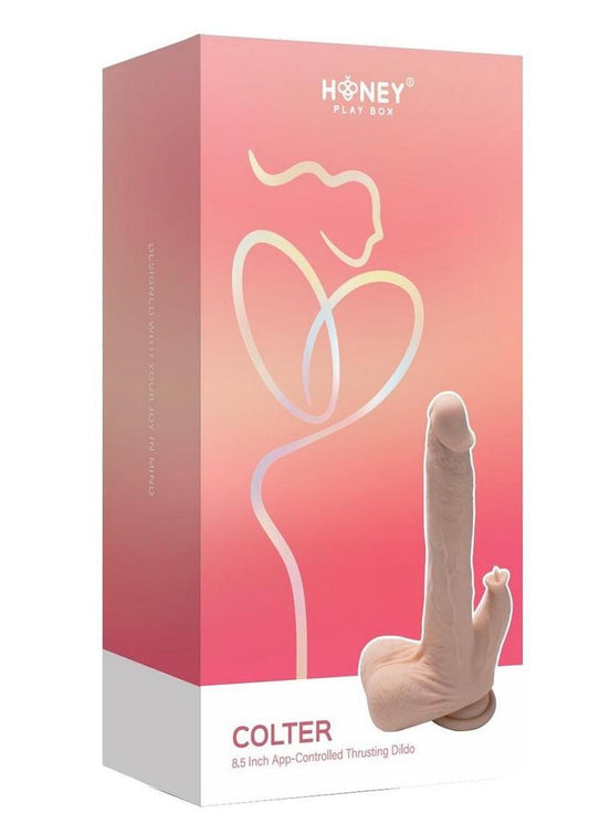 Colter App Controlled Realistic Thrusting Dido Vibrating Licker - Caramel - 8.5in