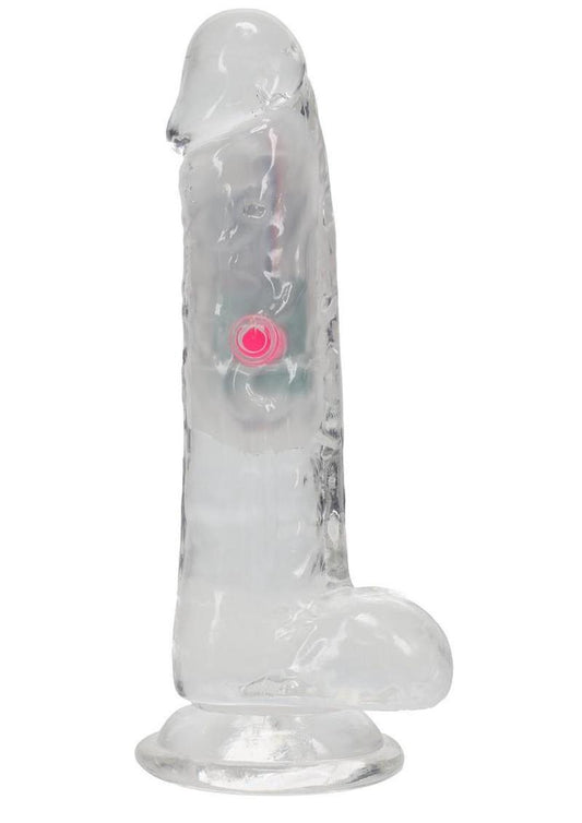 Realrock Vibrating Led Wireless Rechargeable Remote Control Cock with Balls - Clear - 6in